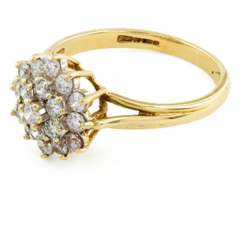 9ct gold Cubic Zirconia Cluster Ring size N